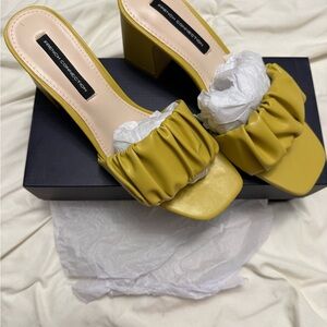 French Connection Mustard Heeled Mules